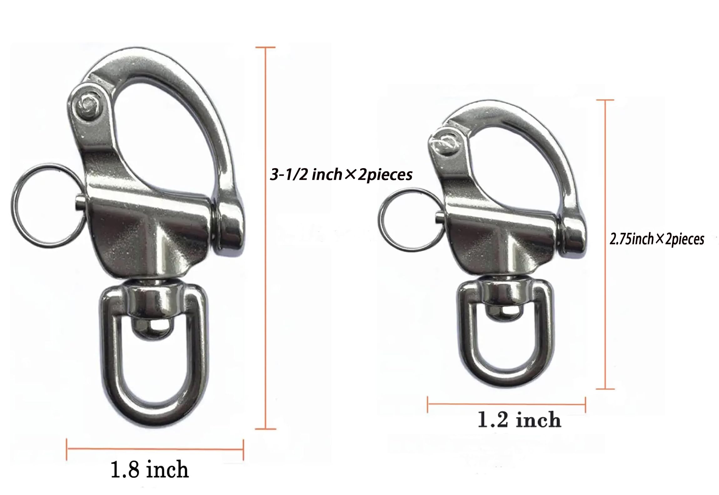 Baieasy Swivel Eye Snap Shackle, Marine Sailboat Shackles Quick Release 316 Stainless Steel for Sailing Rigging SCBA Mask Halyard Panic Snap Spinnaker Clip. Length: 2-3/4