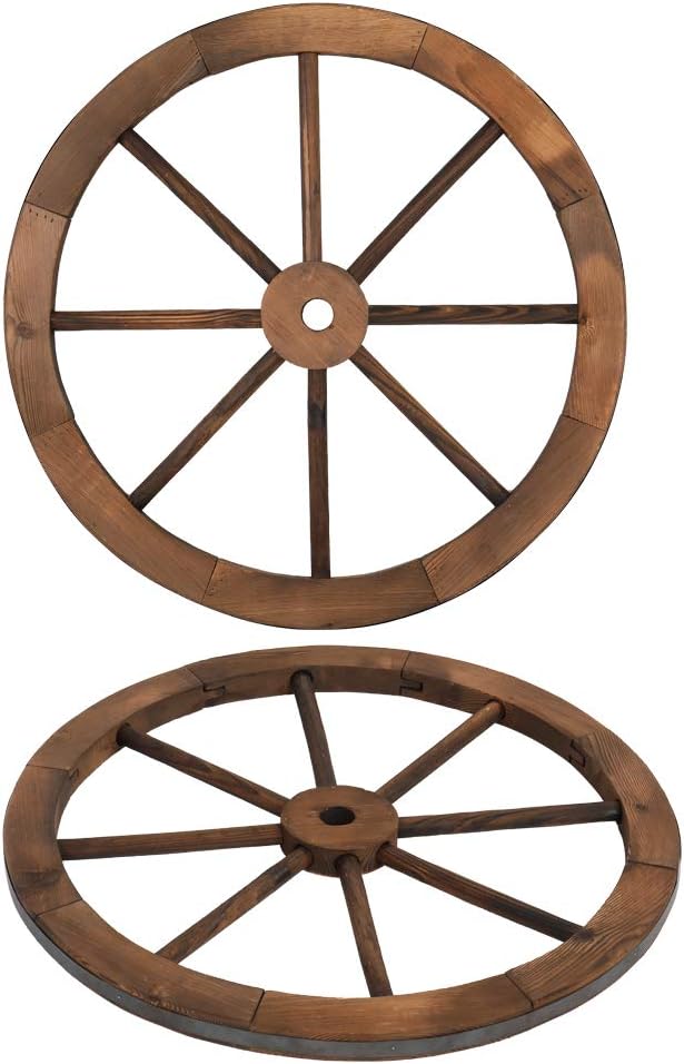 Set of 2 Vintage Wooden Wagon Wheels for Indoor and Outdoor Decor in