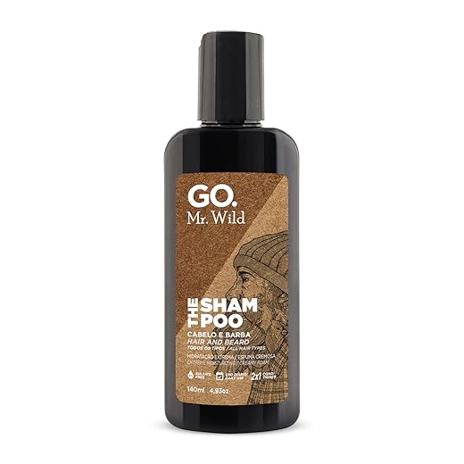 Shampoo Cabelo e Barba GO Mr Wild, hidratação intensa, alta espumação, ultra condicionante, fragrância amadeirada fresh, GO Man