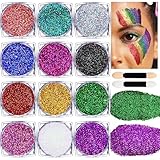 Teenitor Face Glitter Body Glitter Makeup Festival Glitter Gel, 12 Colors Face and Body Glitter Gel, Hair Glitter, Glitter for Face and Hair