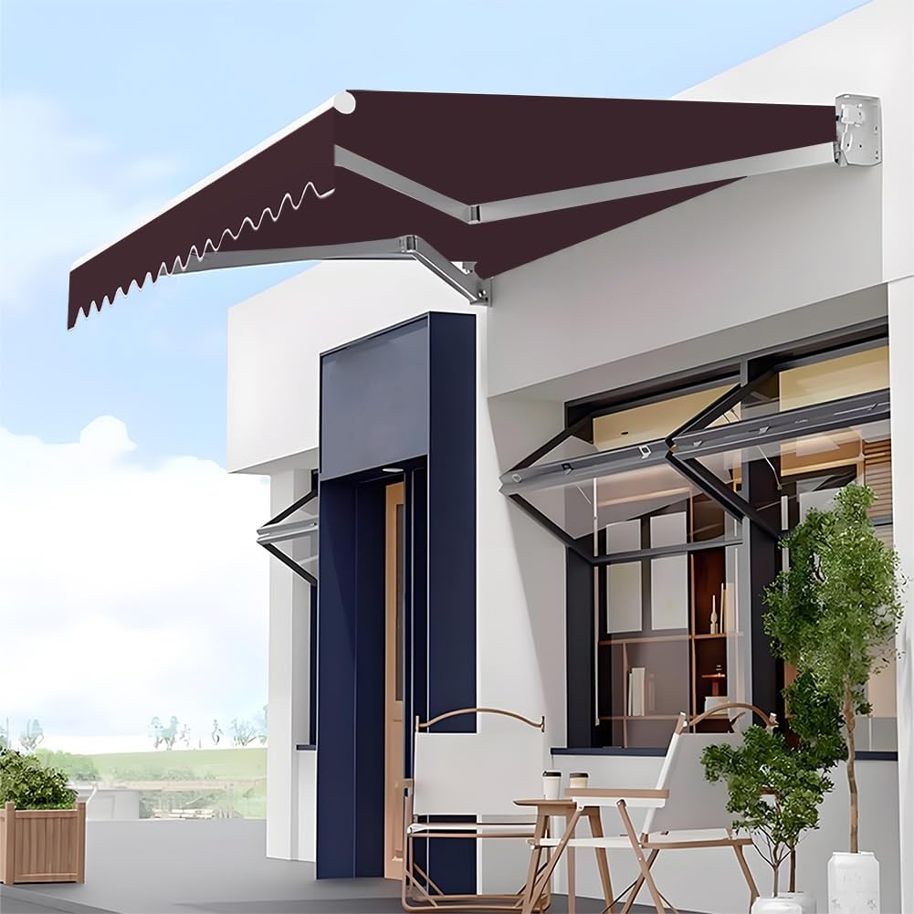 Wysuwana tkanina zastępcza markizy, na zewnątrz, patio, płócienny pokrowiec na balkon i podwórko, 2 m, 2,5 m, 3 m, 3,5 m (brązowy, 3,5 x 1,50 m)