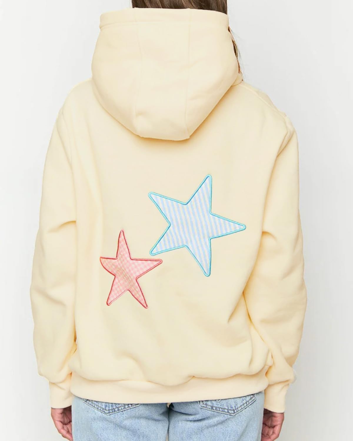 Cioatin Women Oversized Star Embroidery Graphic Hoodies Cute Y2K Aesthetic Long Sleeve Fleece Hooded Sweatshirt Fall Pullover - Image 6
