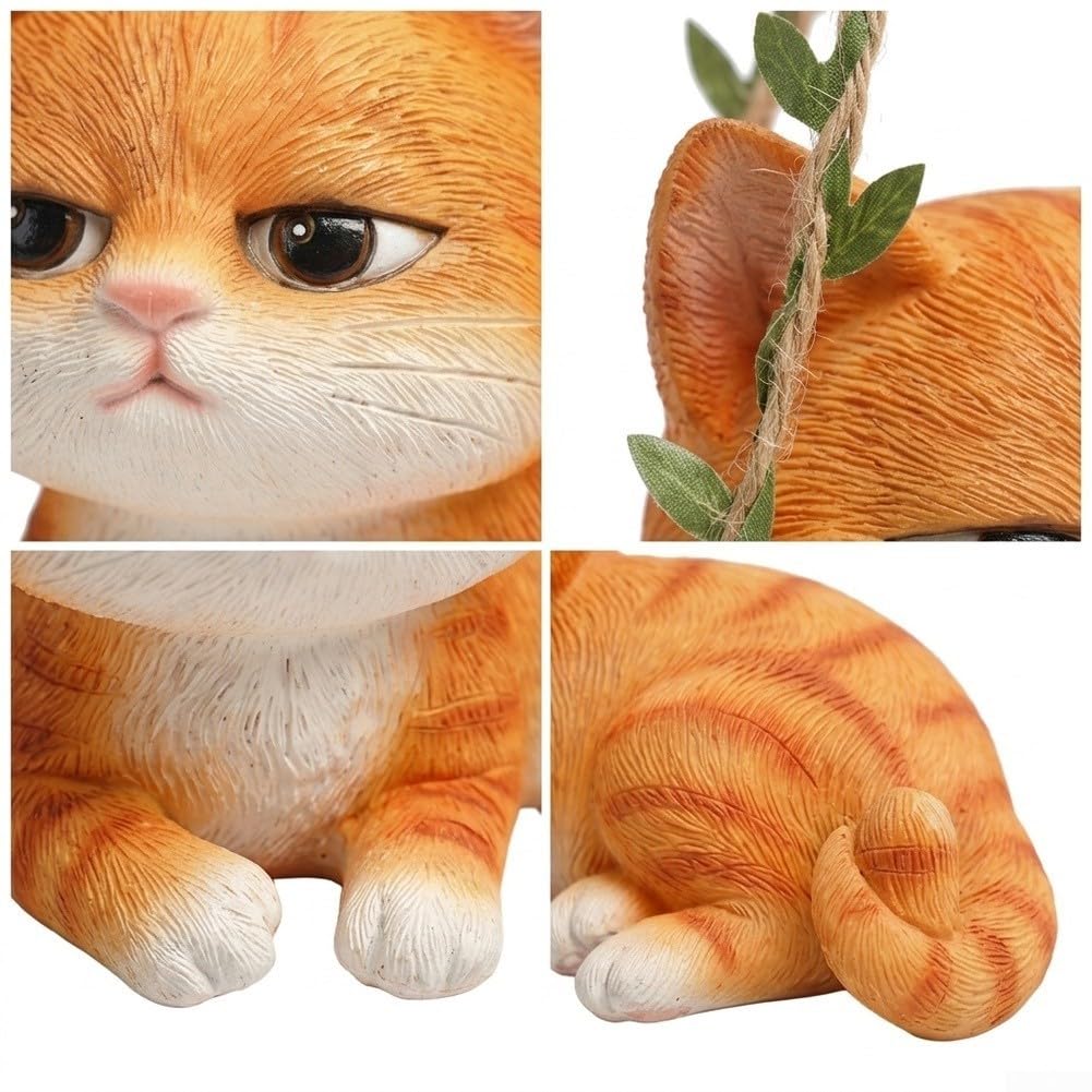 Sculpture réaliste de chat de 20 cm en résine pour l'extérieur