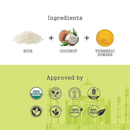 Miniatura 4 de Khazana Auténtico arroz basmati de cúrcuma listo para calentar (paquete de 6, 8.8 onzas), sin OMG, vegano, sin gluten y kosher, sabroso grano