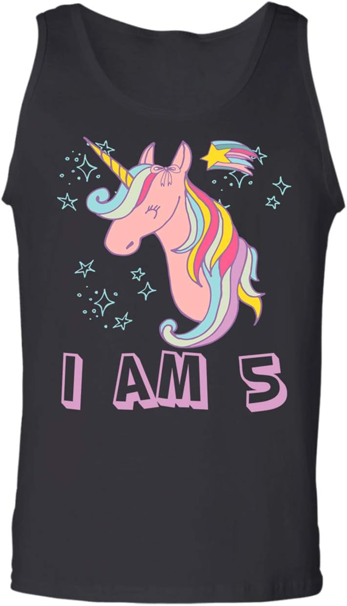 Kids Girls 5th Birthday 5 Year Birthday Cute Unicorn Tank Top