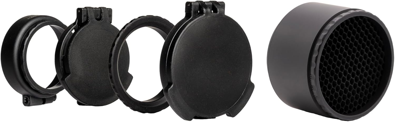 Tenebraex Ocular & Objective Flip Up Rifle Scope Lens Cap Covers Kit with Anti-Reflection Device for Hawke Vantage 3-12x50, Hawke Vantage 3-9x50, 4-12x50, 4-16x50, Swarovsk