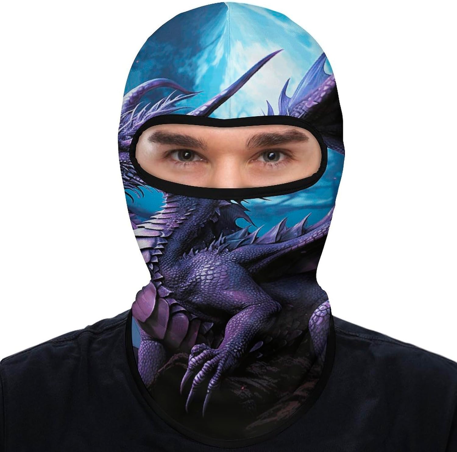 Balaclava Face Mask for Men Women Sun Protection Full Face Cover | Breathable Purple Dragon Purple Moon Full Face Mask Windproof Ski Mask Motorcycle Helmet Lining for Outdoor Sport Cycling