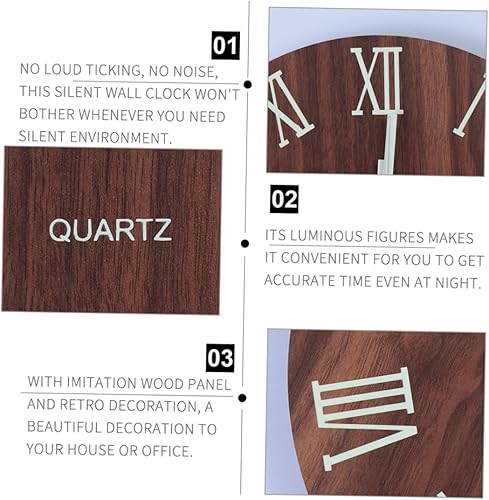 Miniatura 8 de HOMSFOU Reloj de pared de madera luminoso brillante decoraciones relojes digitales reloj de pared de madera estilo europeo reloj de pared brillante
