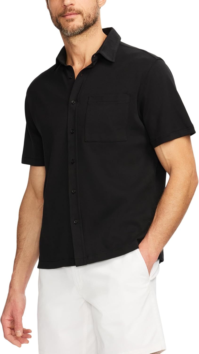 SAKS Fifth Avenue Men’s Short Sleeve Cotton Knit Button‑Down Shirt image 2