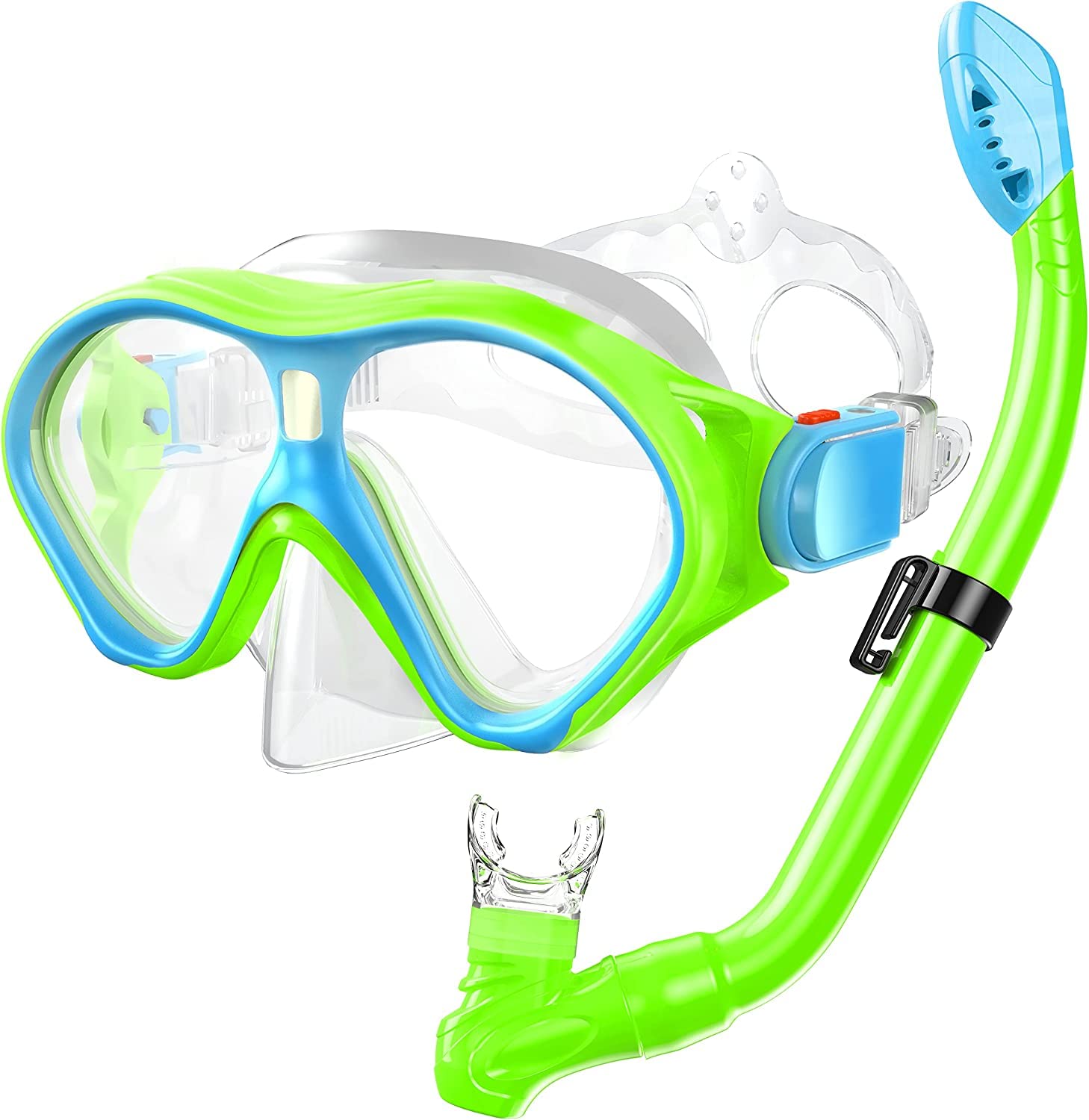 Gintenco Kids Snorkel Set, Diving Mask for Children as Unisex Kids Swimming Goggles, Anti-Fog Diving Mask and Dry Top Snorkel Combo Set for Junior and Youth
