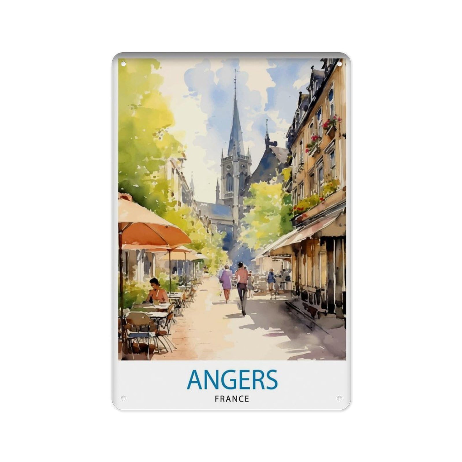 peiyeety Metal Tin Sign Angers France Travel Angers Wall Decoration Angers Poster France Travel Angers Art Angers Illustration Angers Wall Art (2) 8 X 12 Inch