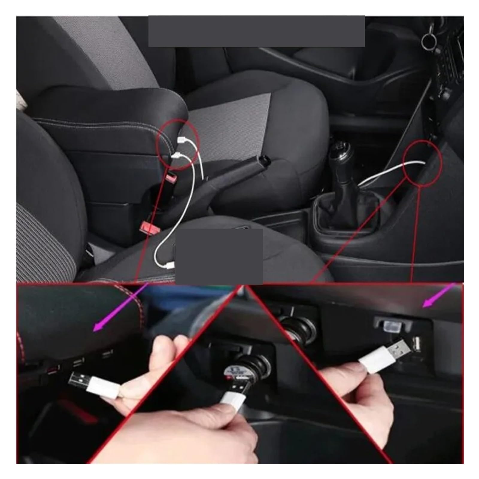 Box Bracciolo Console Centrale Per SUZUKI SX4 2007-2019 Bracciolo Box Storage Dedicato Ricambi Retrofit Accessori Interni Auto Bracciolos centrales auto(A Black line NO USB)