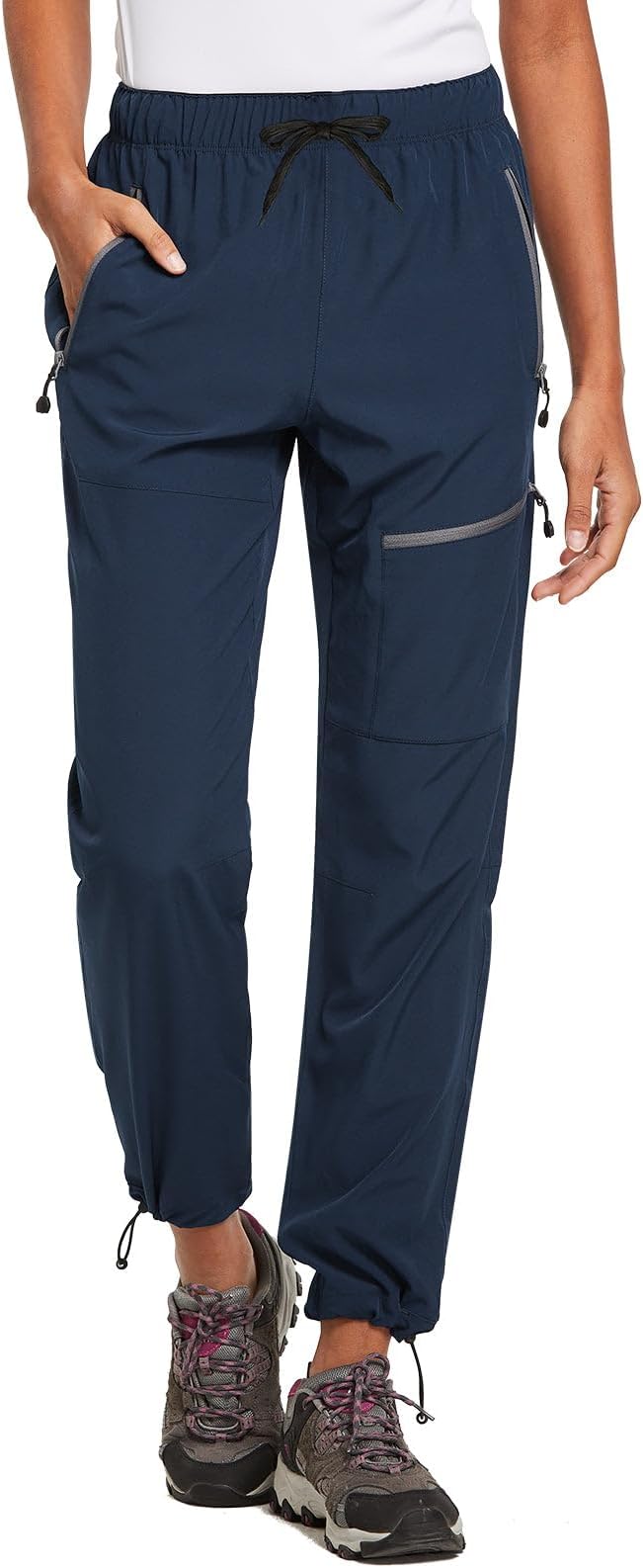 Women's Hiking Pants Quick Dry Lightweight Water Resistant Elastic Waist Cargo Pants for All Seasons