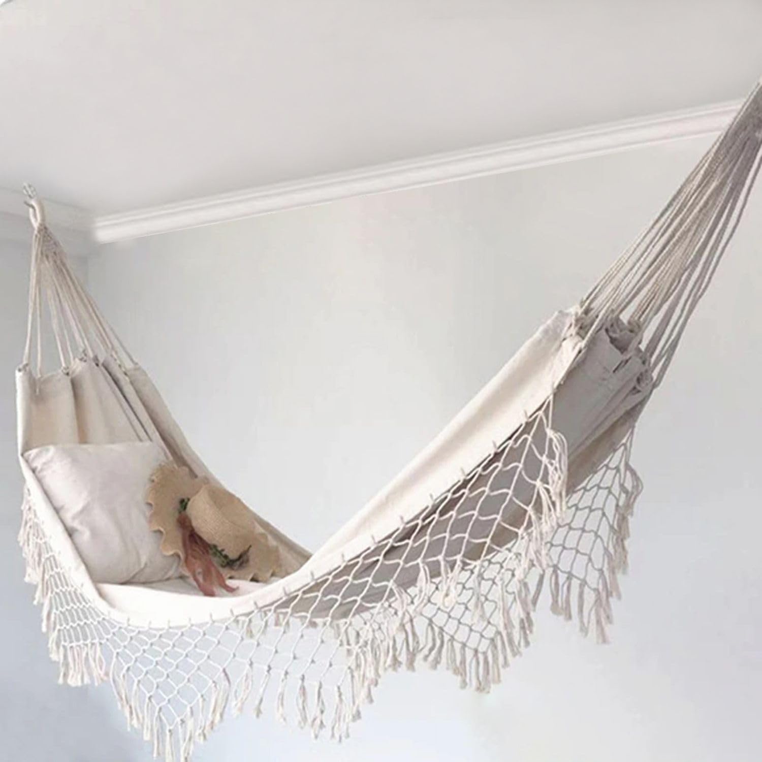 Rea - Tutumi Amaca Doppia In Corda Intrecciata 400256, Bianco, Per 2 Persone 270 X 150 Cm
