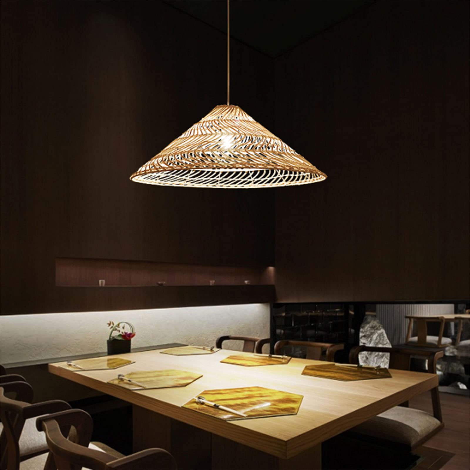 Lampadario in Rattan Fai da Te in bambù, Lampada a Sospensione Industriale Vintage in Stile Giapponese, Lampada a Sospensione per Sala da Pranzo, Lampada a Sospensione con Cavo Reg