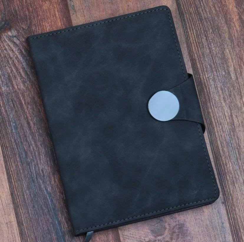 Customised PU Leather Stylish & Durable Hardcover Notebook with Magnetic Flap Closure | Diary For Men & Women | Office Diary Notebook | Personal Diary | Journal Notebook | Executive Notebook (Grey)