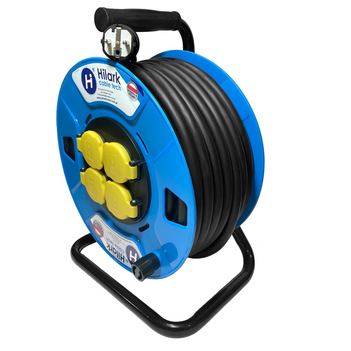 Hilark Cable Tech Enrouleur Cable Electrique H05RR-F 3x2,5 mm2 15m rallonge électrique avec Bloc Prises Professionnelle