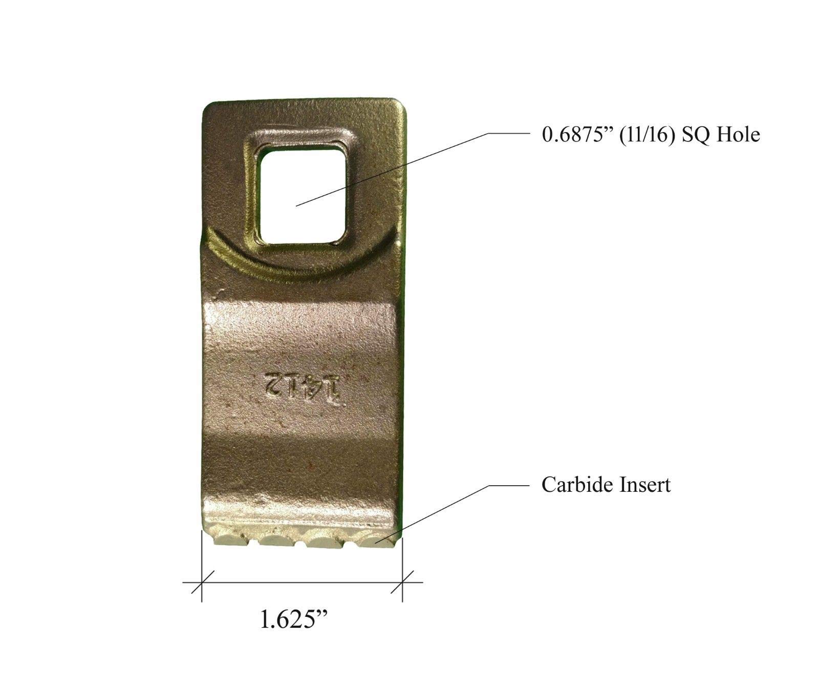 2 - Square Hole Replacement Carbide Auger Teeth w/Hardware - L13-G558