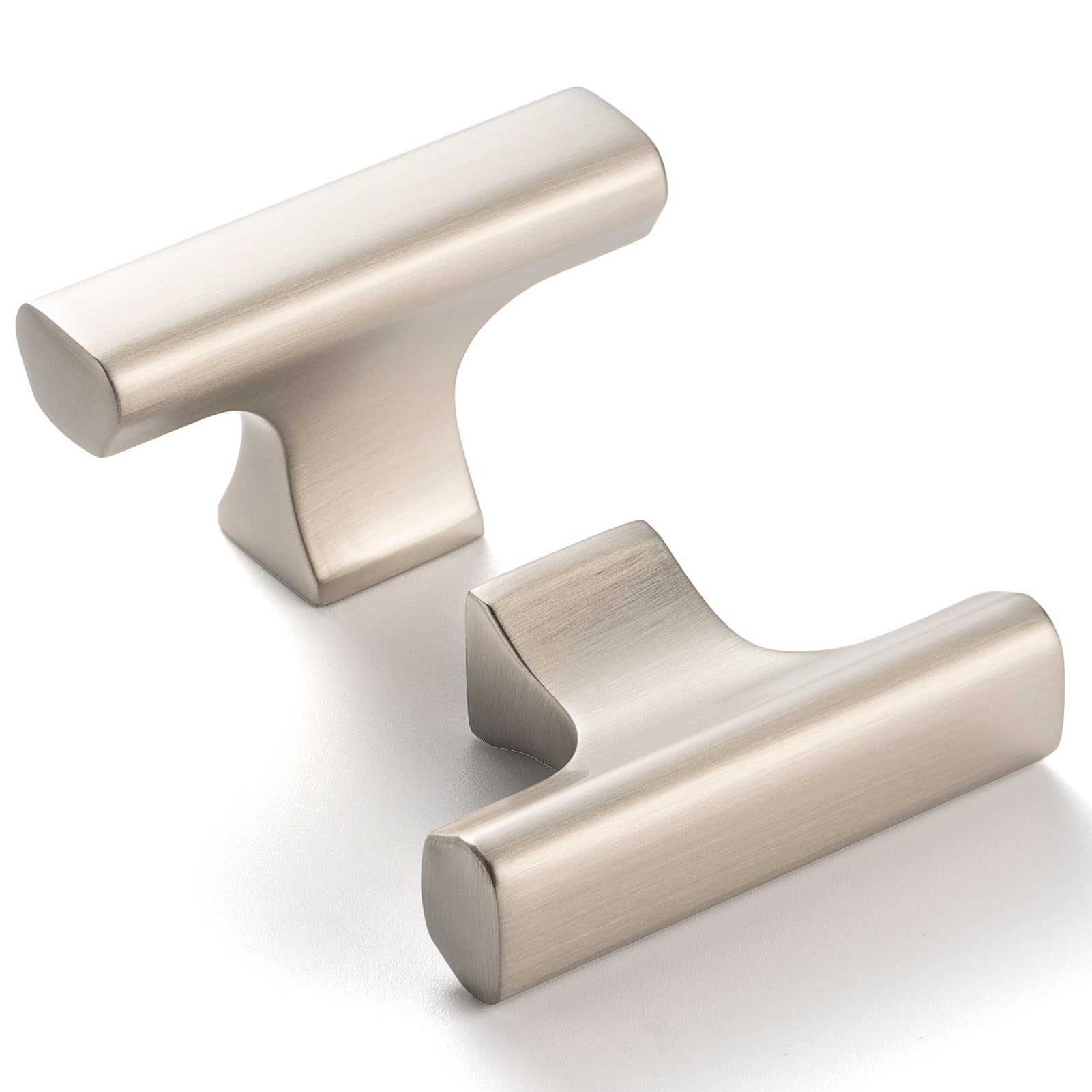 ASKANO 10 Pack 2 Inch, T-Bar Brushed Nickel Cabinet Knobs Satin Nickel Drawer Knobs Silver Cabinet Pulls, ZK1303 Kitchen Hardware for Cabinets Drawers