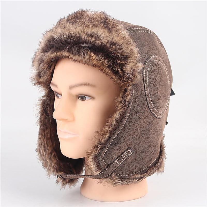 Gorro de Invierno Térmico Gorros de invierno for hombre Lei Feng Hat Gorro de nieve de piel sintética for mujer con orejeras a prueba de viento cálido Sombrero de Aviador para Esquiar Deportivas al Ai