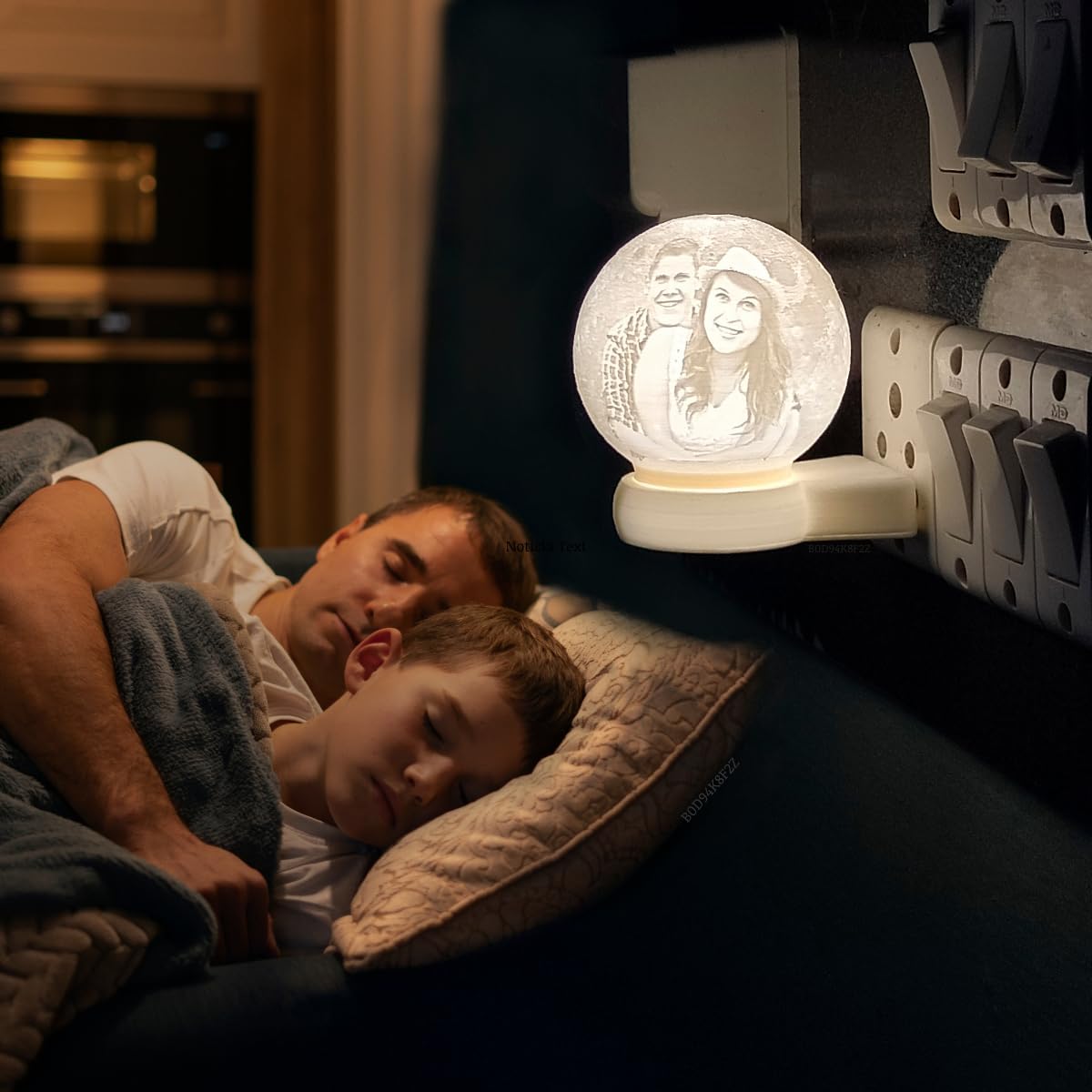 Personalized 3D Moon Lamp - Customizable Photo and Message|Night Light for Bedroom - Birthday, Anniversaries, Weddings (Warm White LED, 7.1cm) (White)