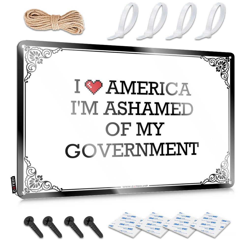 Fzfn Colour Retro Wall Decor Bar Cart Decor Wall Decor | I Love America I'm Ashamed Of My Government Square For Western Bar Home(20X30cm)