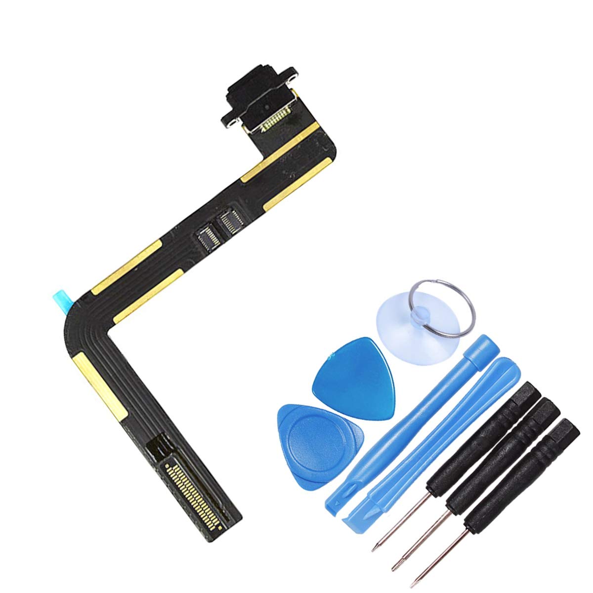 THE TECH DOCTORReplacement USB Charging Port Flex for iPad Air - Complete with Tools - Professional Repair Kit (Black)