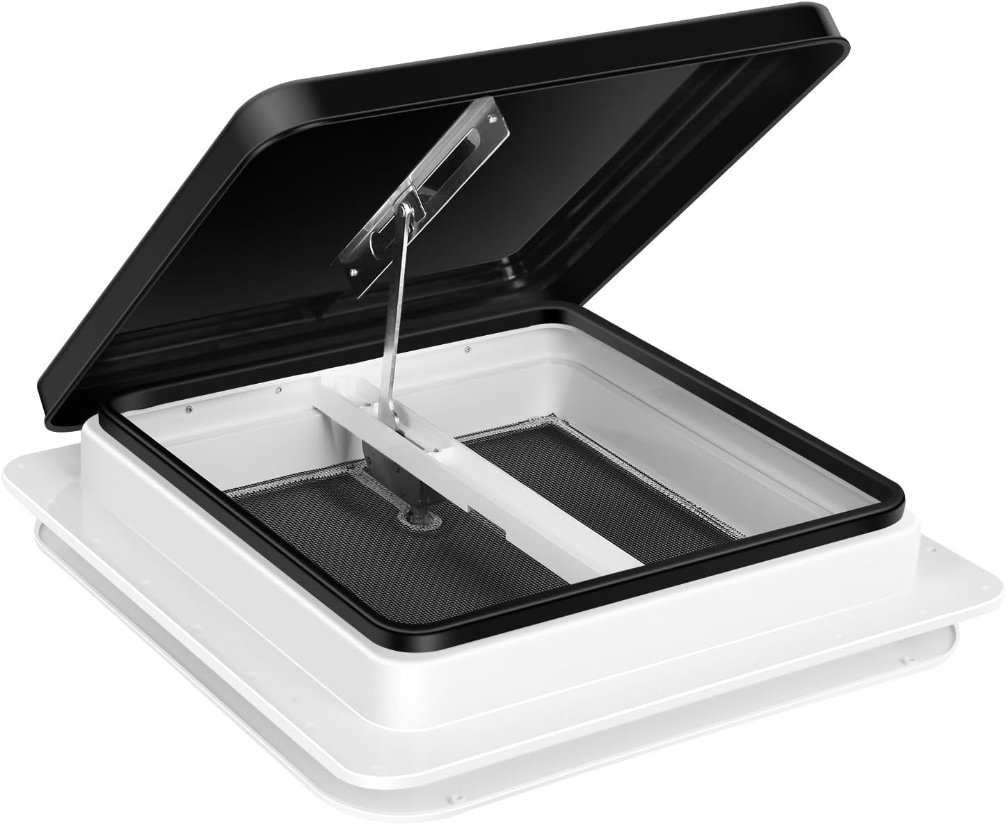 Livpow RV Roof Vent Kit 14" x 14" Manual Lift Black Lid