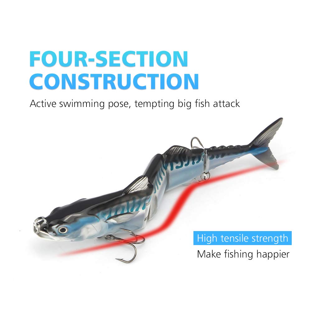 ODS 4-Segment Jointed Tuna Fishing Lure - Sinking Swimbait With Treble Hooks For Fresh/Saltwater - View #7