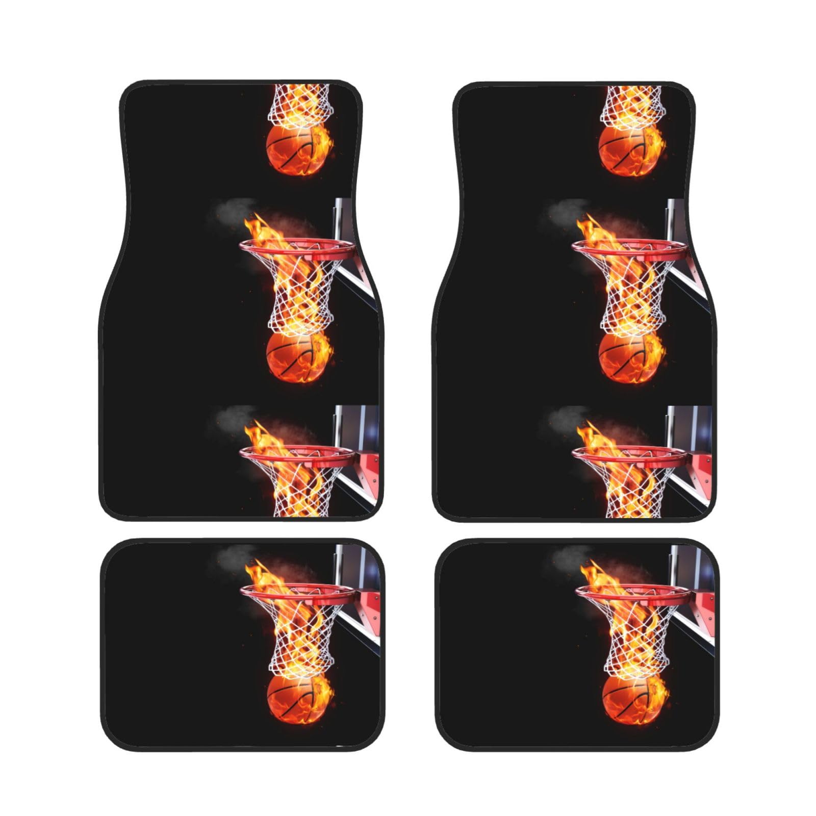 Alfombrillas de neopreno de balón de fuego deportivo de baloncesto para coche 7