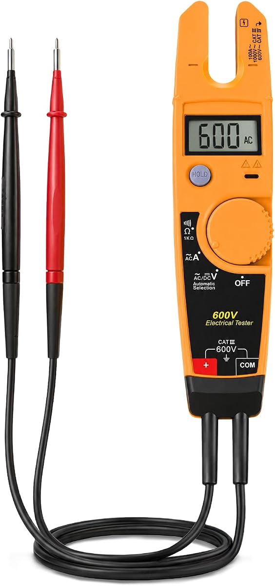 T5-600 Electrical Tester Compatible with Fluke Meter, 600V Voltage Tester | 600V Electrical Tester For Fluke T5-600, AC Voltage Current Continuity Testing, Open Slot Amp Meter with Thin Probes