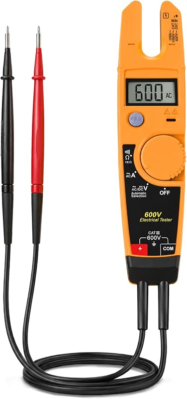 T5-600 Electrical Tester Compatible with Fluke Meter, 600V Voltage Tester | 600V Electrical Tester For Fluke T5-600, AC Voltage Current Continuity Testing, Open Slot Amp Meter with Thin Probes