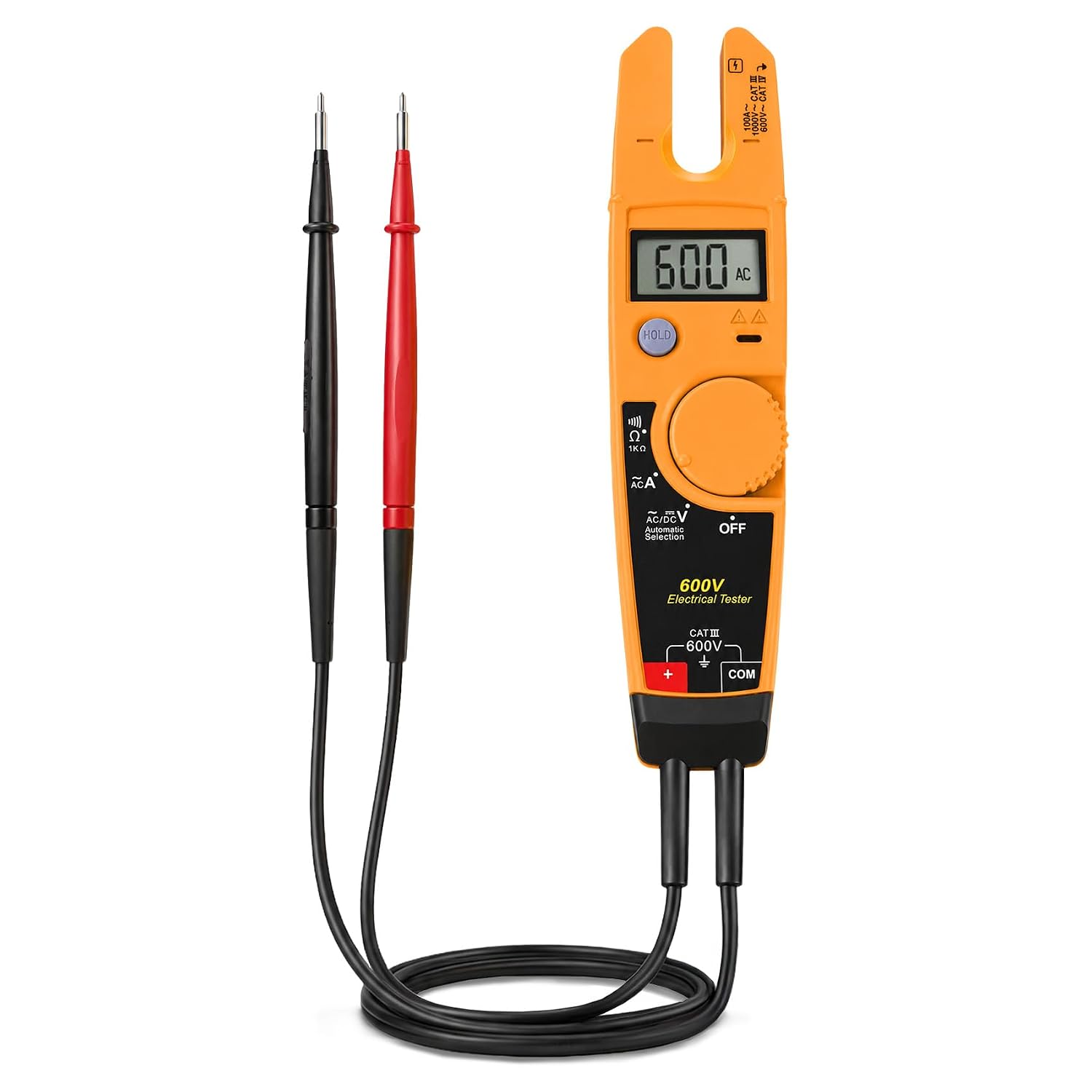 T5-600 Electrical Tester Compatible with Fluke Meter, 600V Voltage Tester | 600V Electrical Tester For Fluke T5-600, AC Voltage Current Continuity Testing, Open Slot Amp Meter with Thin Probes