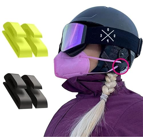 Helm Clip Maskenhalter, Maskenhalter Skihelm, Gesichtsabdeckungshaken zum Befestigen der Gesichtsabdeckung an einem sicheren Helm, 2Paar Cover
