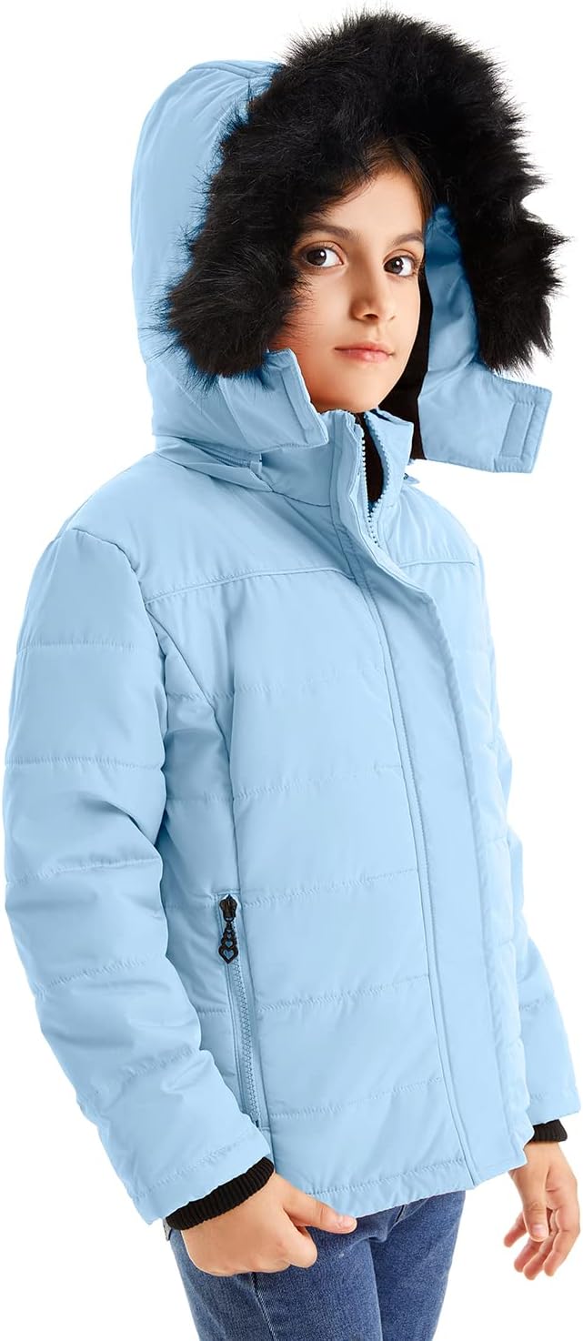 FARVALUE Girls' Winter Coats Thicken Fleece Lined Padded Hooded Puffer Jacket Coat for Girls - Image 3