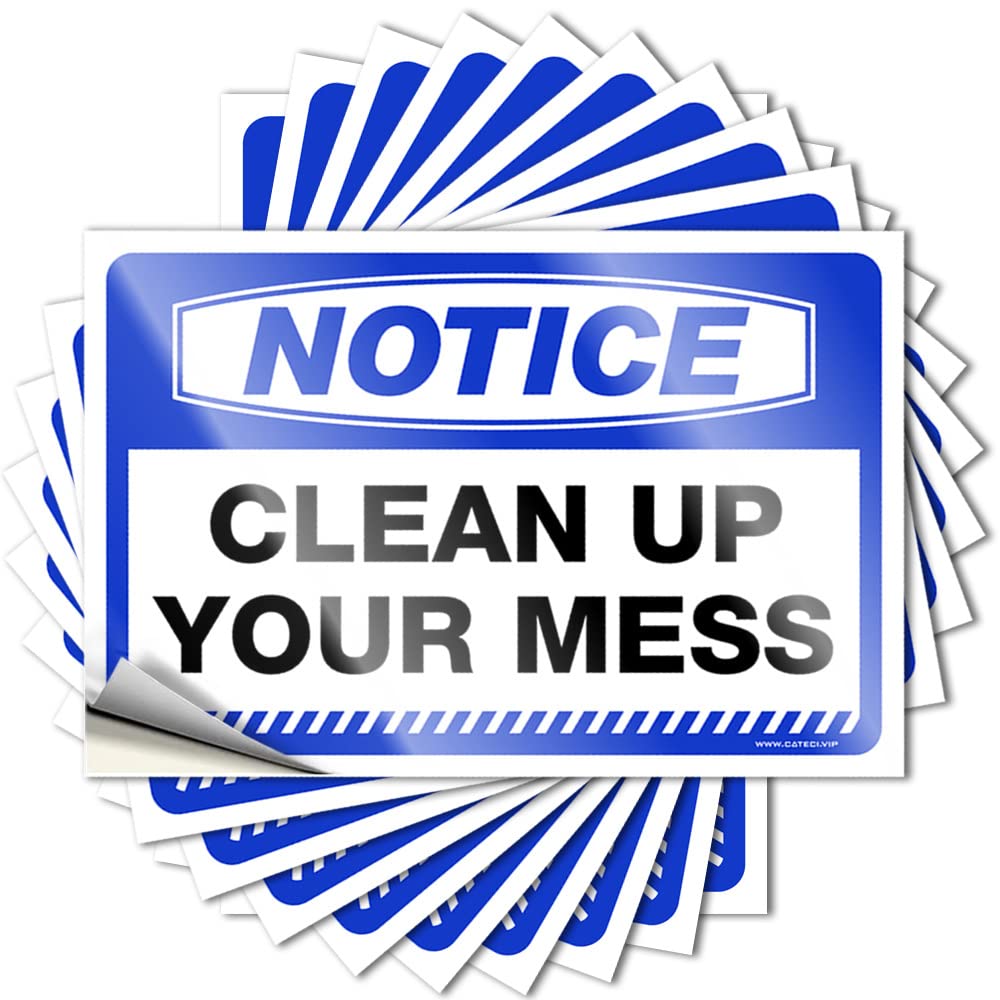 Hardhat Stickers and Decals Notice Clean Up Your Mess Stickers 10 Pcs Funny Bumper Sticker Garage Signs for Men Funny