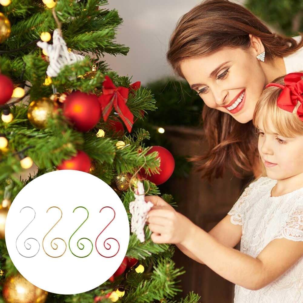 Christmas Bauble Ornament Hooks, Mini Metal Decoration S Hooks for Xmas Tree Decoration,100 PCS, Gold