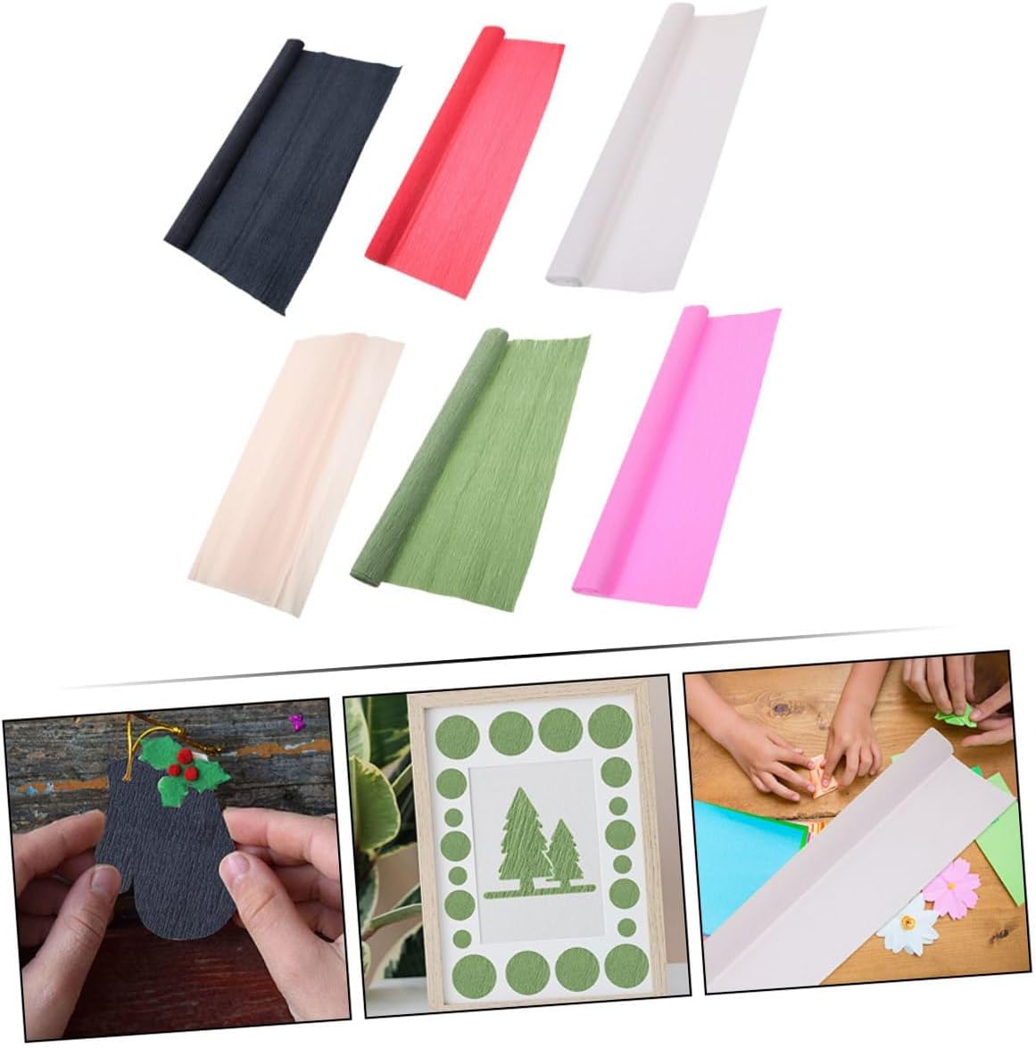 SAFIGLE 6 Rolls Multi-Color Crepe Paper Roll 180g Wrinkle Paper for DIY Crafting Suitable for Flower Making and Wedding Decoration