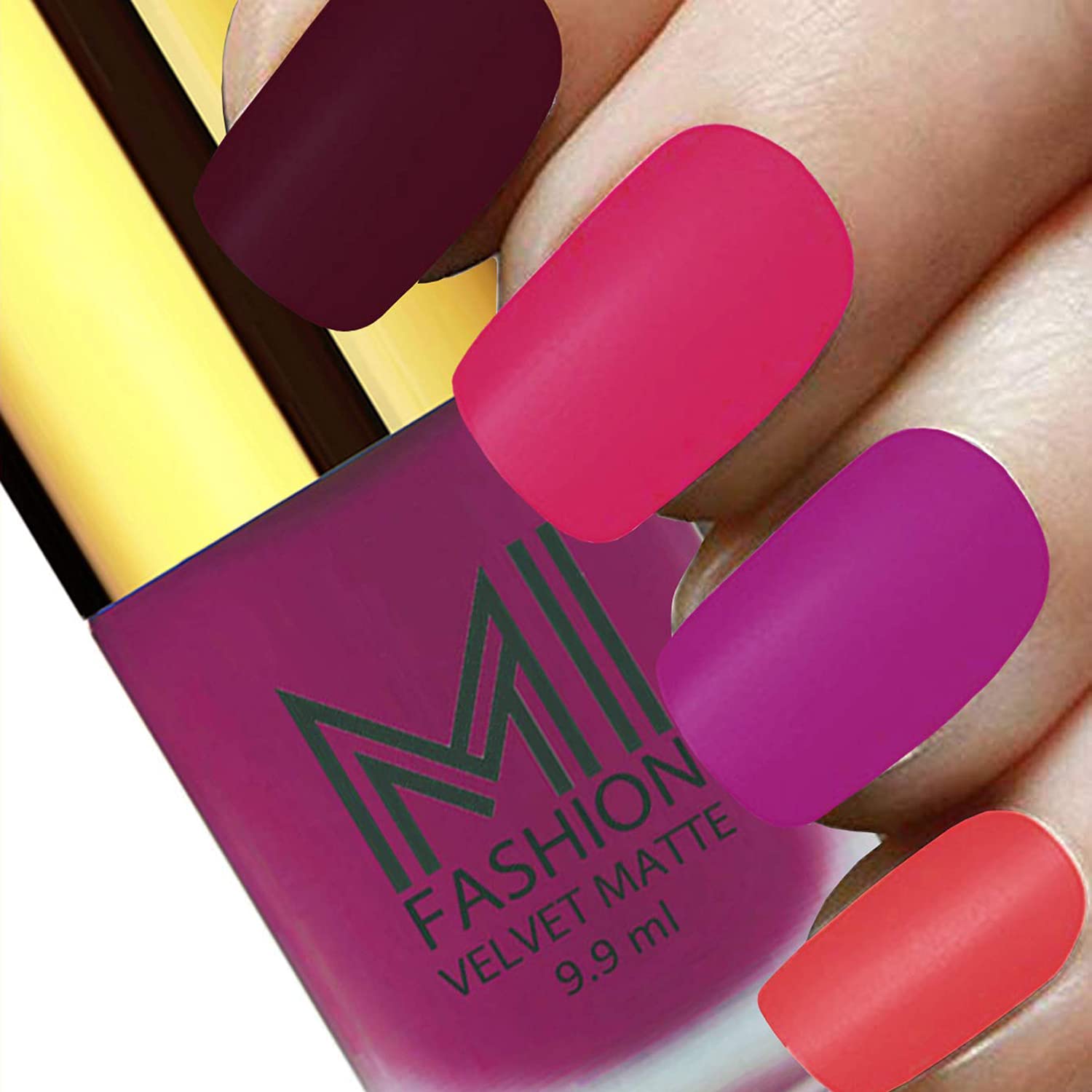MI FASHION Cocktail Shades Long Stay Nail Paint Polish Combo Set of 4 Wine,Passion Pink,Plum,Peach (Pack of 4)-image-7