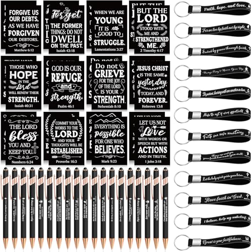 Estune 72 Pcs Bible Gifts Set Bulk,Christian Notebook Pen Keychain,Classic