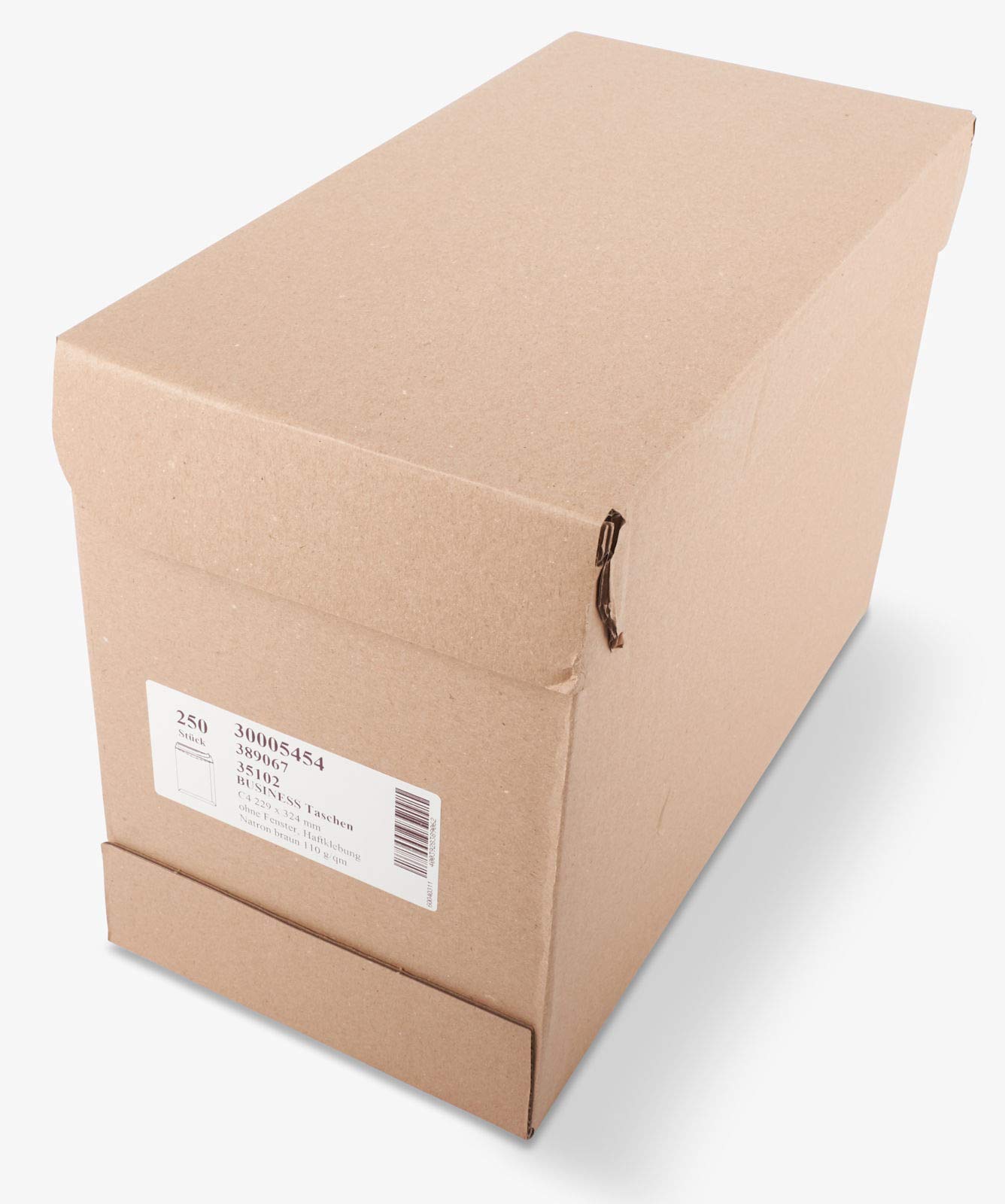 KK Verpackungen Versandtaschen DIN C4 229x324 mm | 5000 Stück, 110 g/m² haftklebend | Briefumschläge ohne Fenster | Braun für DIN A4