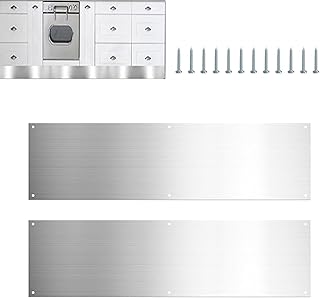 1 Satz Türstoßplatten – Türschutzplatte, Türstoßplatte | Edelstahl-Türschutz, selbstklebend, Türen, Aluminium-Trittplatten mit Schrauben für, Metall, Innen- und Außentüren,