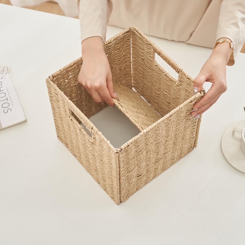 Lot de 3 paniers de rangement tressés,Kallax panier de rangement étagère pliable,boîte d'étagère Storage Box 28x28x28 cm