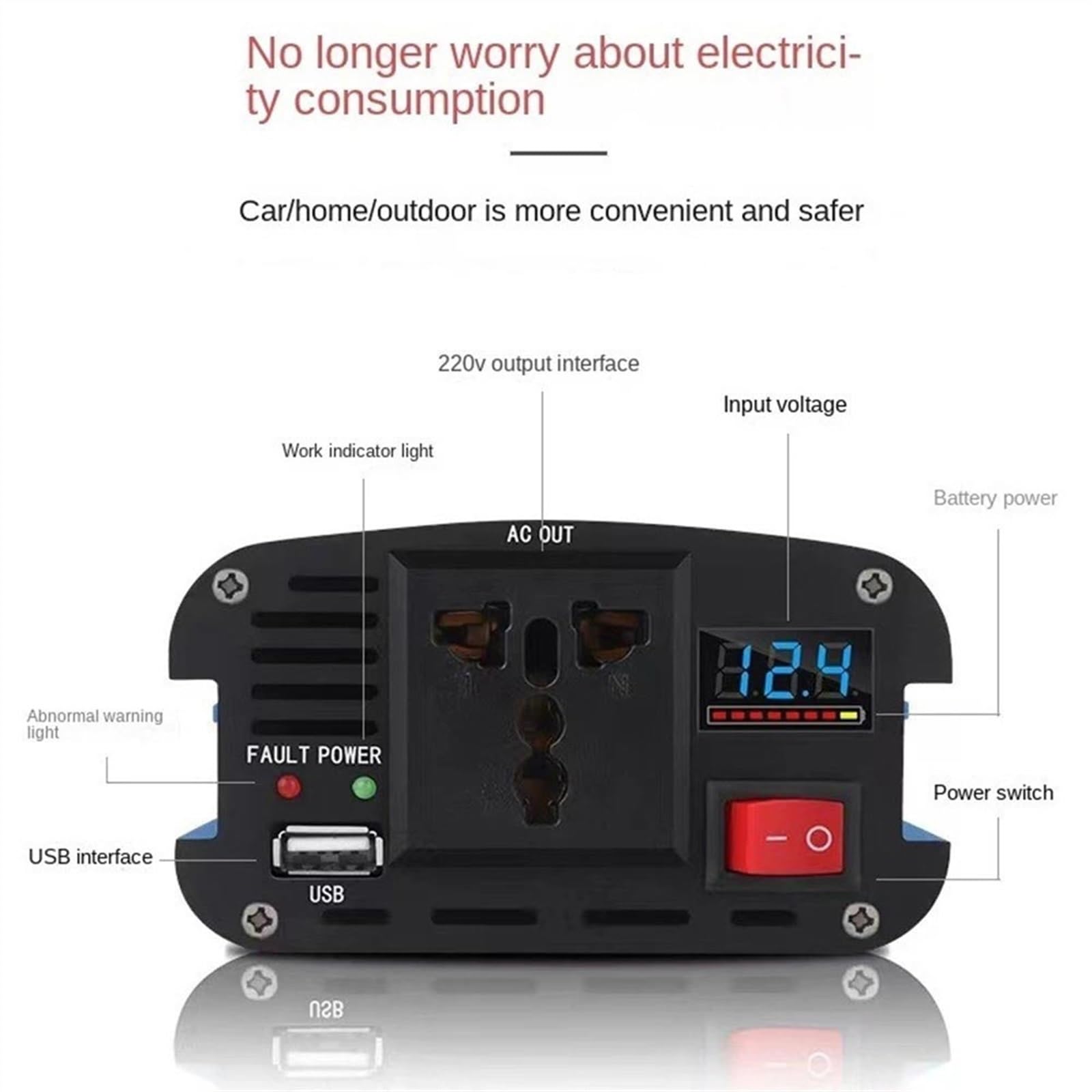 Falownik Zmodyfikowany falownik sinusoidalny 12V 220 falownik 12v do 220 konwerter falownik sinusoidalny przetwornica napięcia samochodowego zasilacz(1200W,12V)