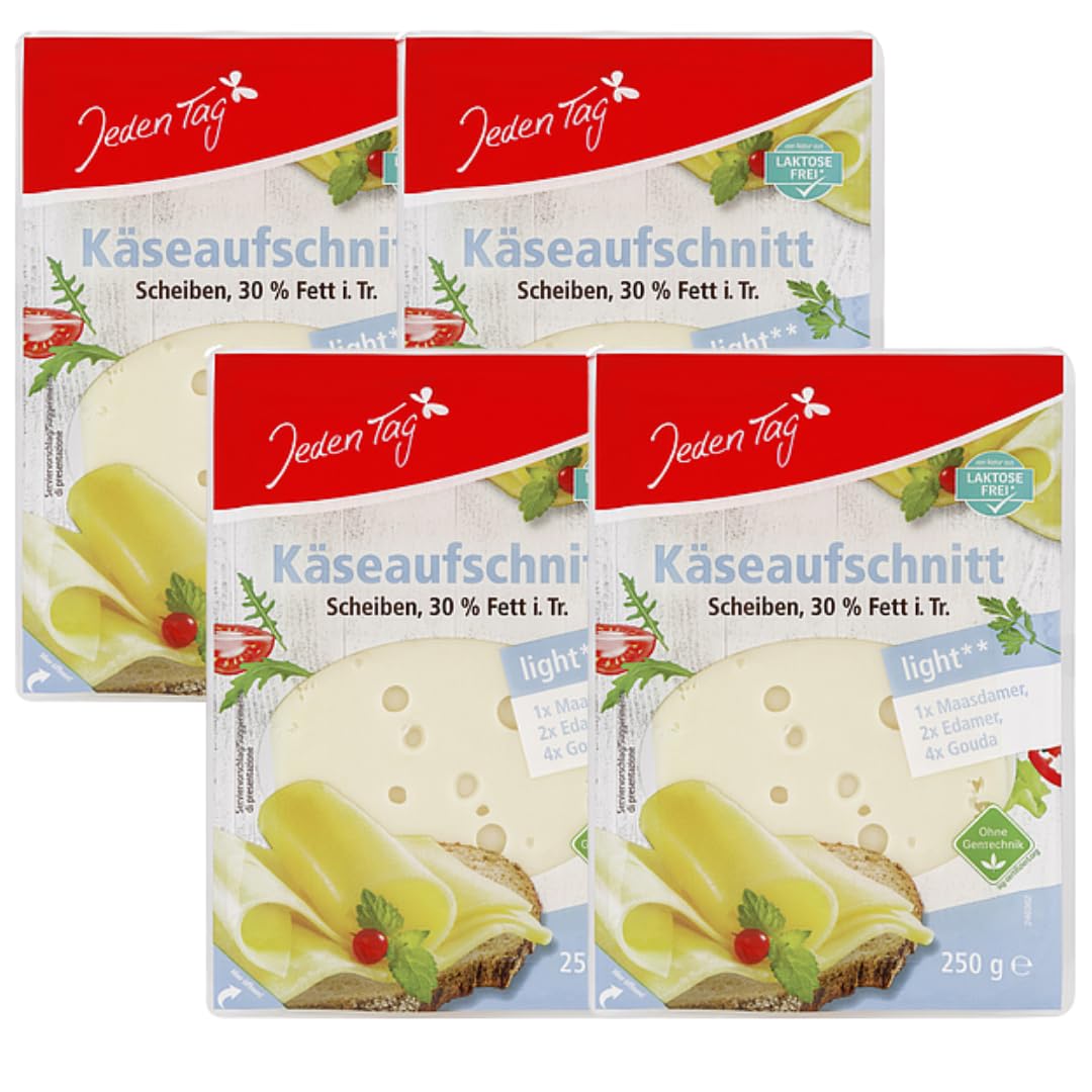 JEDDEN TAG Käse-Aufschnitt leicht Käse 250 gramm, 4er