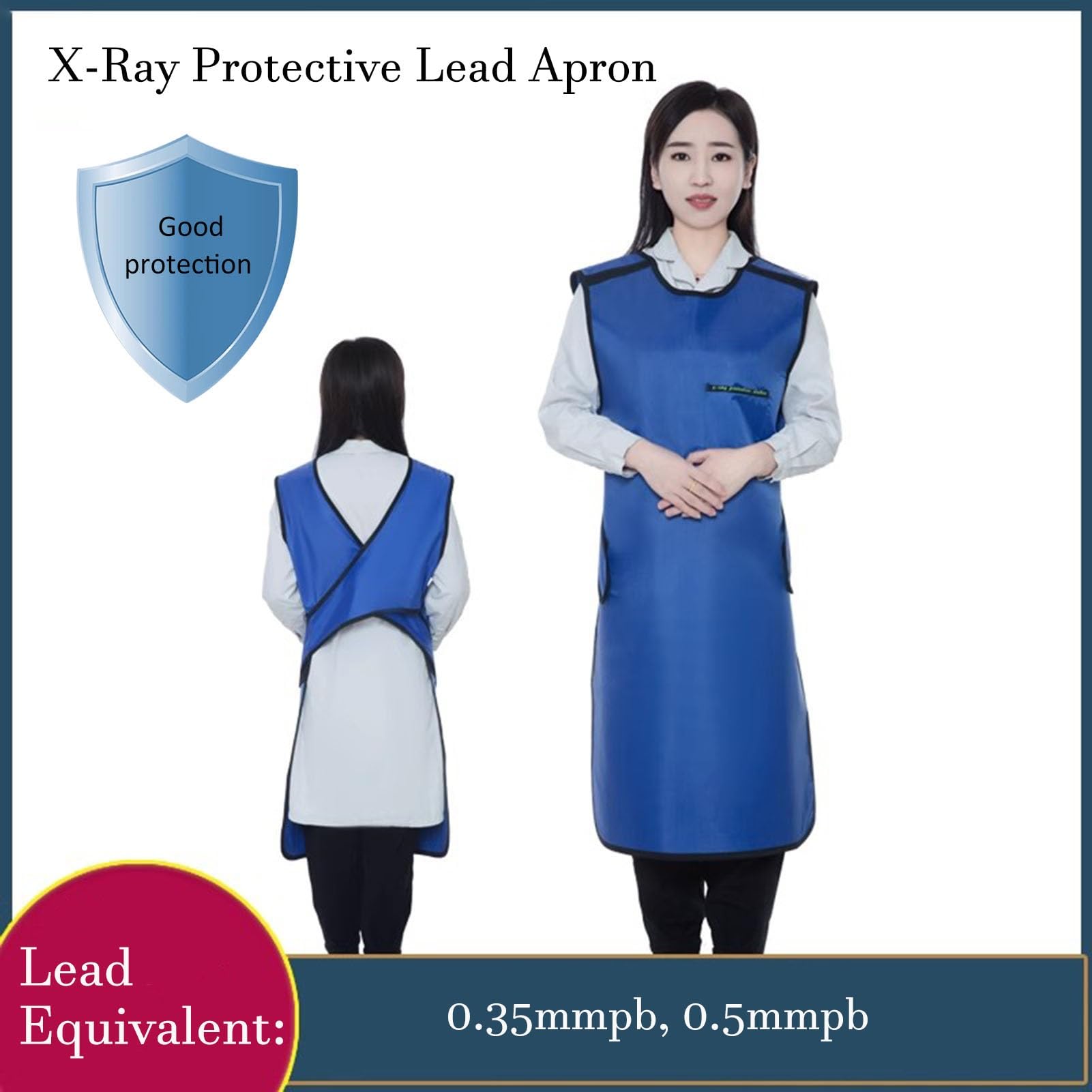Delantal de Plomo Delantal De Plomo para Protección contra Rayos X, Ropa De Plomo Resistente A La Radiación para Hombres Y Mujeres Adultos, Talla Ajustable(0.35mmpb,90x60cm)