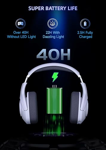 Miniatura 3 de KAPEYDESI Auriculares inalámbricos para juegos, auriculares USB para juegos de 2.4 GHz para PS5, PS4, Switch, PC, Mac con Bluetooth 5.2, batería de