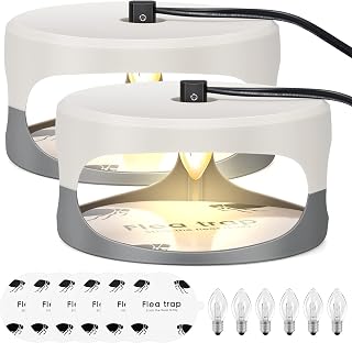 UPYEAL Flea Trap 2 Packs – Premium Traps for Inside Your Home Natural and Child-Friendly Light Indoor with Glue Discs Refills LED Lightbulb