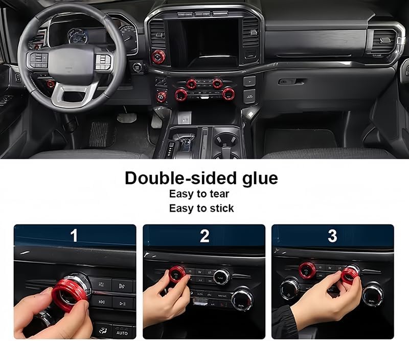 Car Air Conditioner Switch Button Knob Cover Compatible with Ford F-150 2021-2024, Car Push Start Button Cover Aluminum Decal Trim Interior Accessory,Purple-9pcs