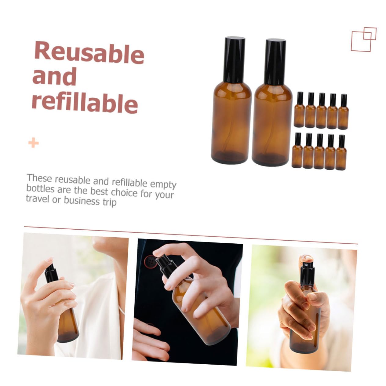 12 pezzi Bottiglie Spray Vuote Vetro Flaconcini Riutilizzabili Leggeri e Pratici per Essenziali Profumi per Viaggi e